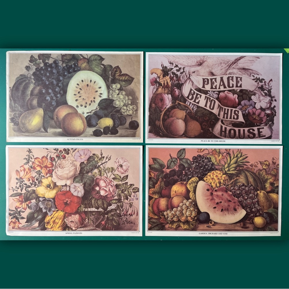 Vintage reprints of flowers and fruit
Set of four (4) antique prints